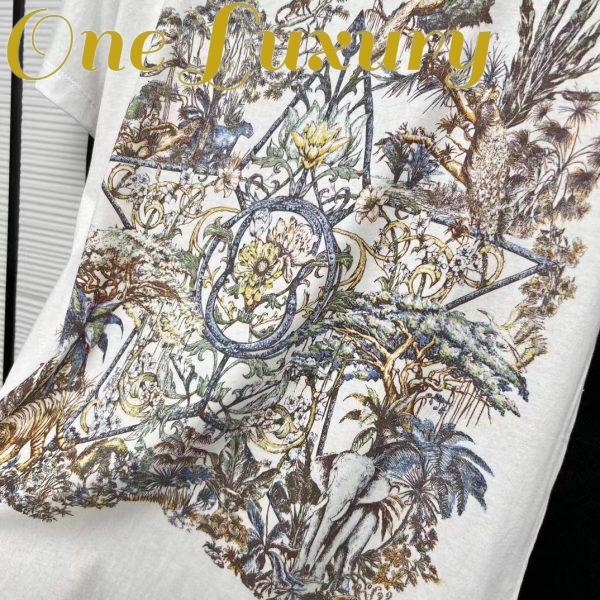 Replica Dior Women CD T-Shirt White Cotton Linen Jersey Multicolor Étoile De Voyage Motif 7