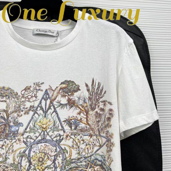 Replica Dior Women CD T-Shirt White Cotton Linen Jersey Multicolor Étoile De Voyage Motif 9