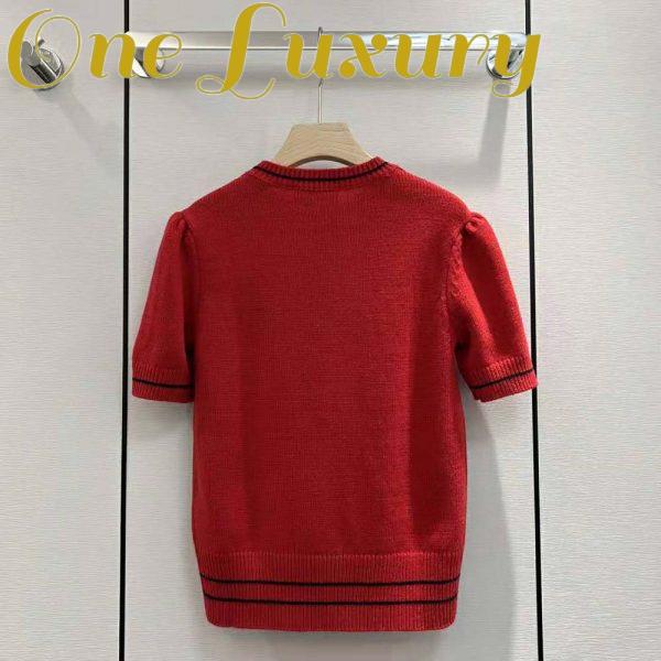 Replica Dior Women Christian Dior Short-Sleeved Sweater Red Cashmere and Wool Knit 4