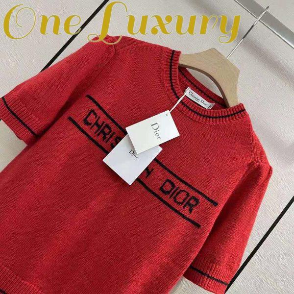 Replica Dior Women Christian Dior Short-Sleeved Sweater Red Cashmere and Wool Knit 5