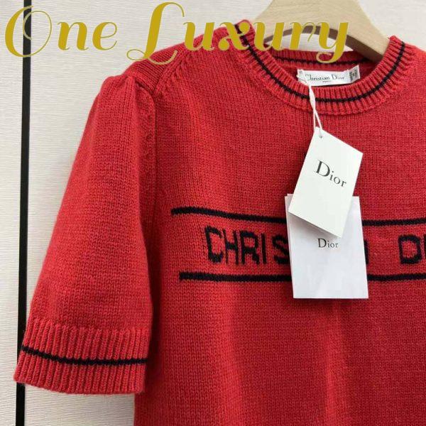 Replica Dior Women Christian Dior Short-Sleeved Sweater Red Cashmere and Wool Knit 6