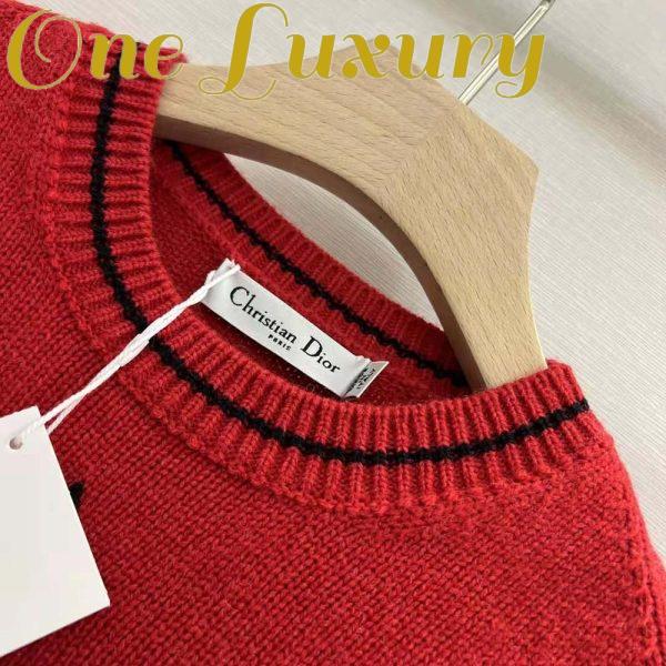 Replica Dior Women Christian Dior Short-Sleeved Sweater Red Cashmere and Wool Knit 8