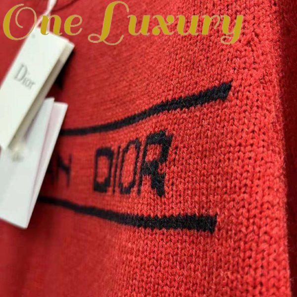 Replica Dior Women Christian Dior Short-Sleeved Sweater Red Cashmere and Wool Knit 9