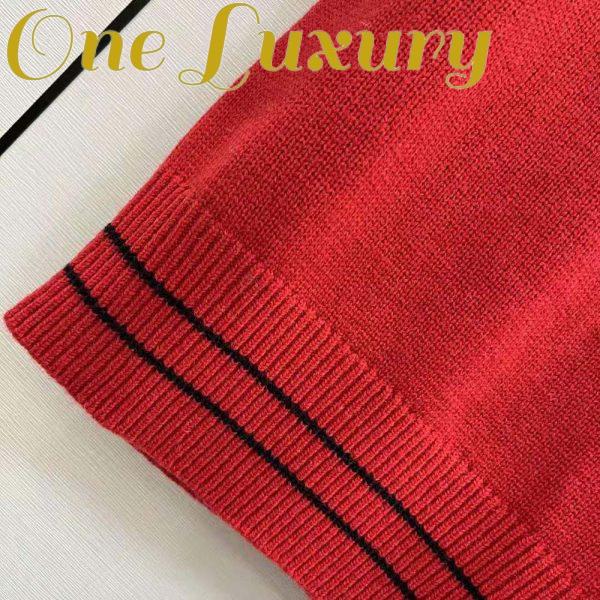 Replica Dior Women Christian Dior Short-Sleeved Sweater Red Cashmere and Wool Knit 10