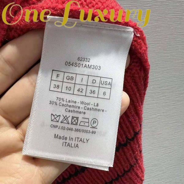Replica Dior Women Christian Dior Short-Sleeved Sweater Red Cashmere and Wool Knit 11