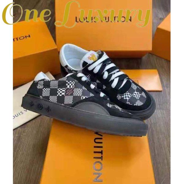 Replica Louis Vuitton LV Unisex LV Ollie Sneaker Black Damier Canvas and Suede Calf Leather 4