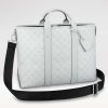 Replica Louis Vuitton Unisex Weekend Tote NM Monogram Washed Denim Coated Canvas Cowhide Leather 14