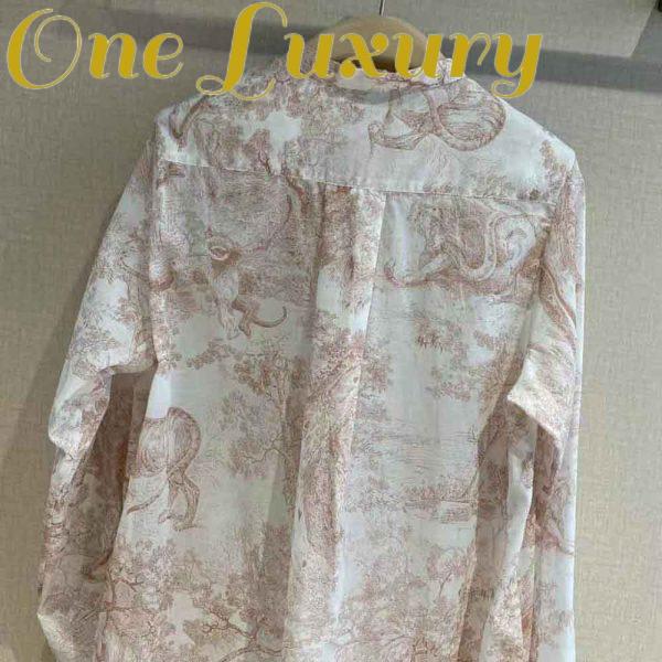 Replica Dior Women Long Blouse Rose Des Vents Cotton Voile with Toile de Jouy Motif 5