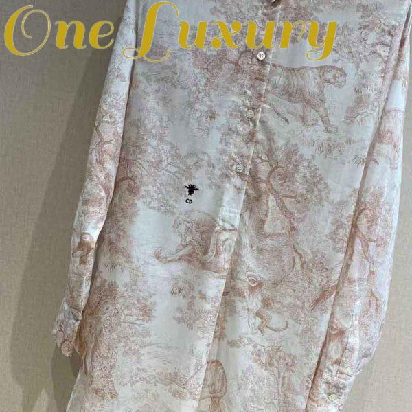 Replica Dior Women Long Blouse Rose Des Vents Cotton Voile with Toile de Jouy Motif 7