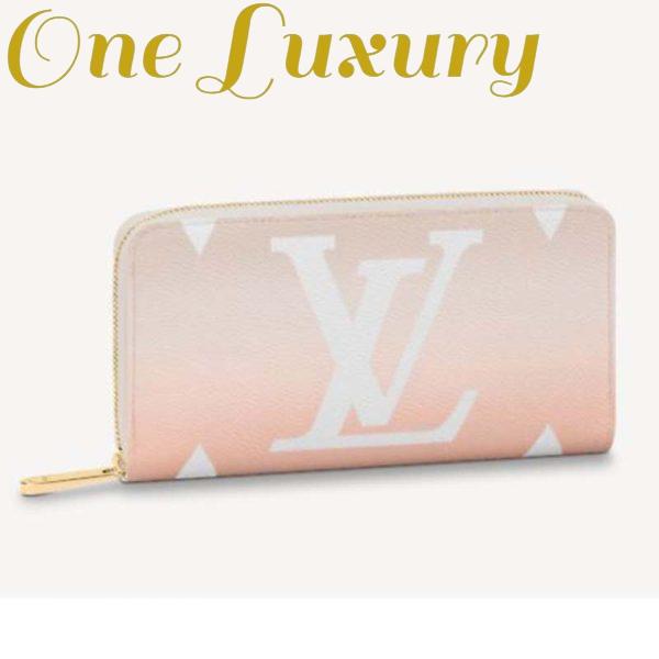 Replica Louis Vuitton Unisex Zippy Wallet Mist Gray Monogram Coated Canvas Cowhide Leather 2
