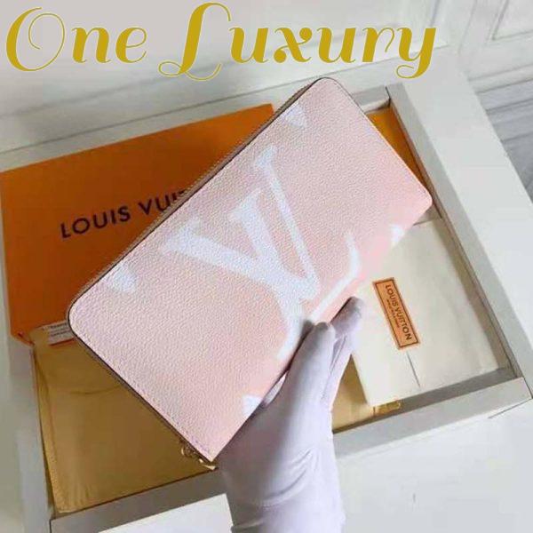 Replica Louis Vuitton Unisex Zippy Wallet Mist Gray Monogram Coated Canvas Cowhide Leather 6