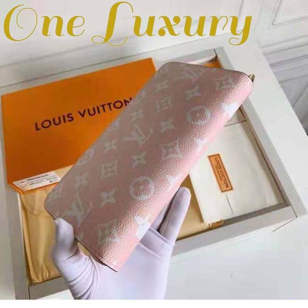 Replica Louis Vuitton Unisex Zippy Wallet Mist Gray Monogram Coated Canvas Cowhide Leather 7