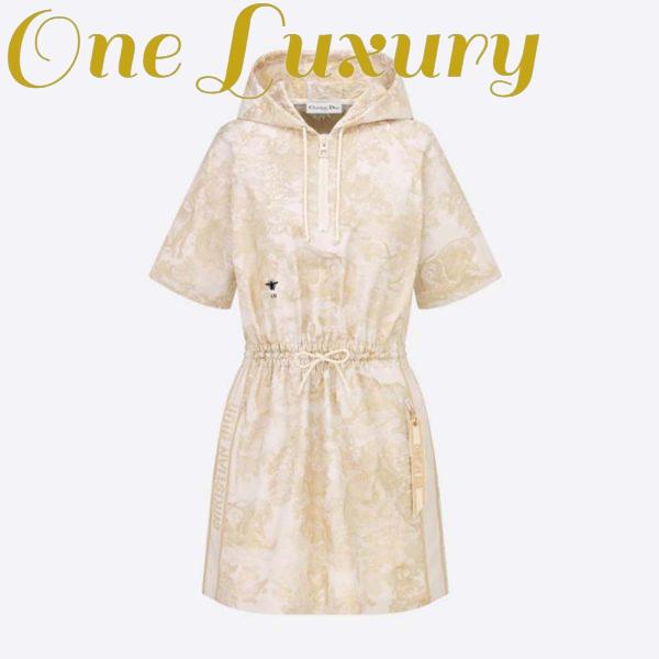 Replica Dior Women Short Hooded Dress Gold-Tone Technical Taffeta Jacquard