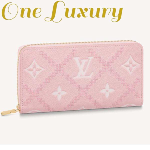 Replica Louis Vuitton Unisex Zippy Wallet Pink Monogram Empreinte Embroidered Cowhide Leather