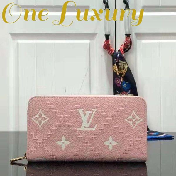 Replica Louis Vuitton Unisex Zippy Wallet Pink Monogram Empreinte Embroidered Cowhide Leather 3