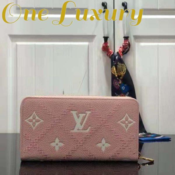 Replica Louis Vuitton Unisex Zippy Wallet Pink Monogram Empreinte Embroidered Cowhide Leather 4