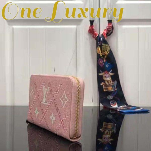 Replica Louis Vuitton Unisex Zippy Wallet Pink Monogram Empreinte Embroidered Cowhide Leather 5