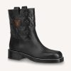 Replica Louis Vuitton LV Women Jumble Flat Ankle Boot in Calf Leather and Patent Monogram Canvas-Black 13