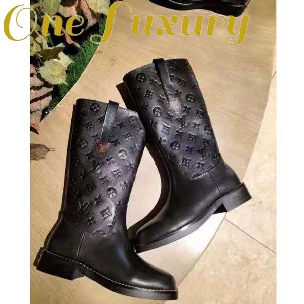 Replica Louis Vuitton LV Women Downtown Ankle Boot Black Embossed Calf Leather Leather Outsole 3