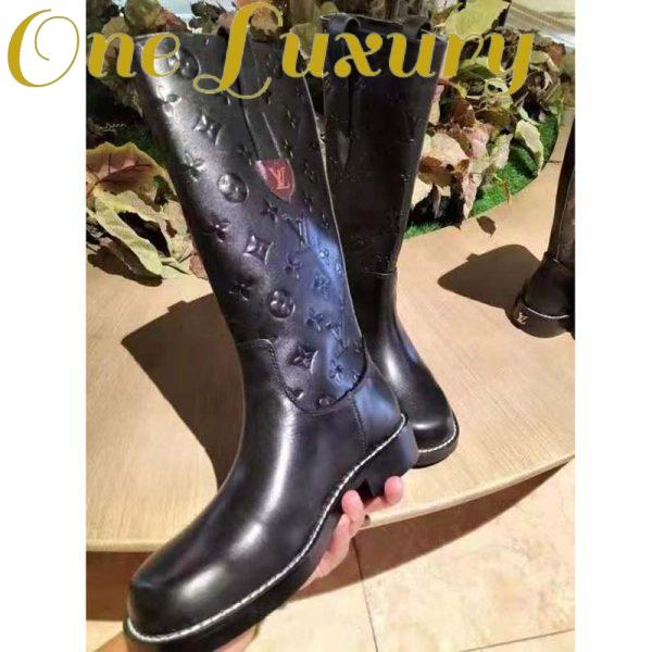 Replica Louis Vuitton LV Women Downtown Ankle Boot Black Embossed Calf Leather Leather Outsole 4