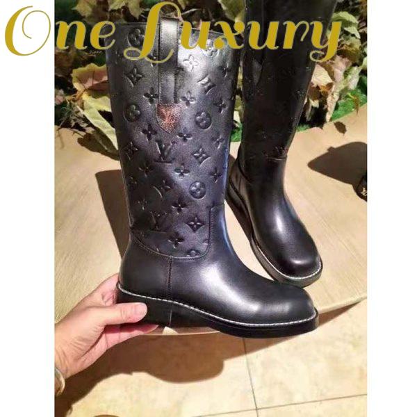 Replica Louis Vuitton LV Women Downtown Ankle Boot Black Embossed Calf Leather Leather Outsole 5