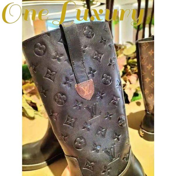 Replica Louis Vuitton LV Women Downtown Ankle Boot Black Embossed Calf Leather Leather Outsole 6