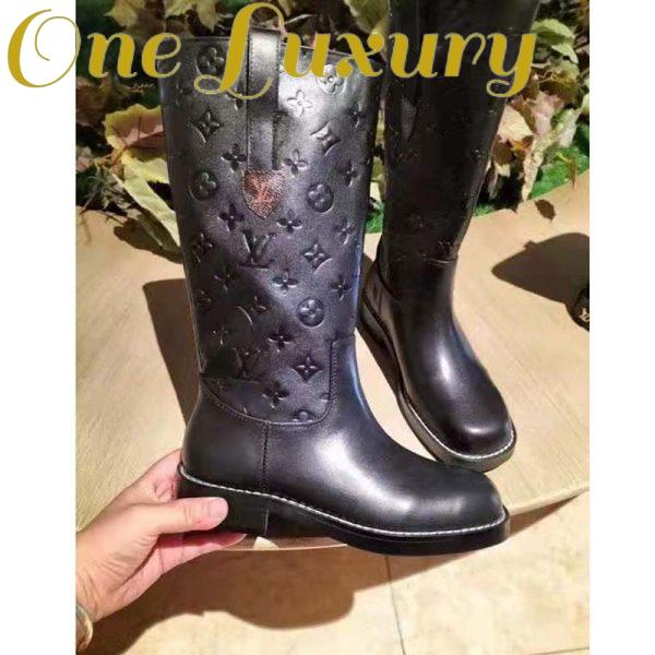 Replica Louis Vuitton LV Women Downtown Ankle Boot Black Embossed Calf Leather Leather Outsole 7