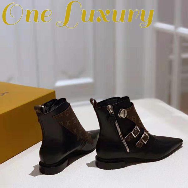 Replica Louis Vuitton LV Women Jumble Flat Ankle Boot in Calf Leather and Patent Monogram Canvas-Black 6