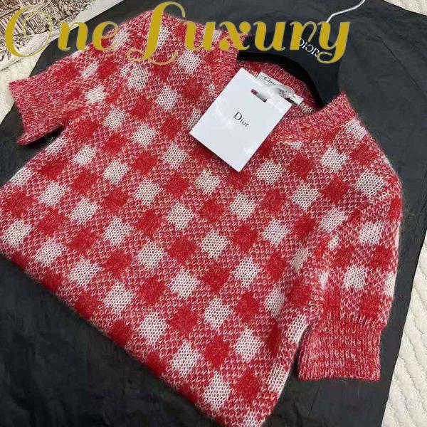 Replica Dior Women Short-Sleeved Sweater Red D-Little Vichy Alpaca 3