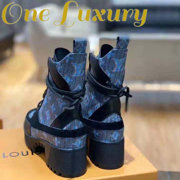 Replica Louis Vuitton LV Women Laureate Platform Desert Boot in Calf Leather with Monogram Canvas-Blue 7