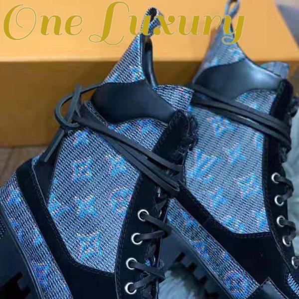 Replica Louis Vuitton LV Women Laureate Platform Desert Boot in Calf Leather with Monogram Canvas-Blue 9