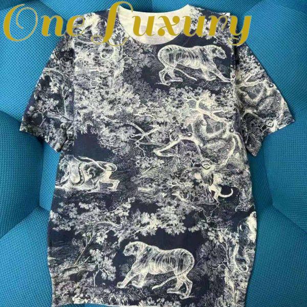 Replica Dior Women T-shirt Navy Blue Toile De Jouy Cotton and Linen Jersey 3