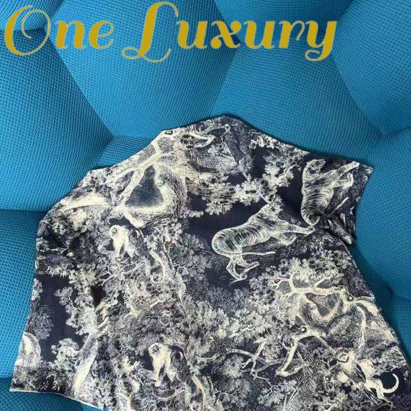 Replica Dior Women T-shirt Navy Blue Toile De Jouy Cotton and Linen Jersey 6