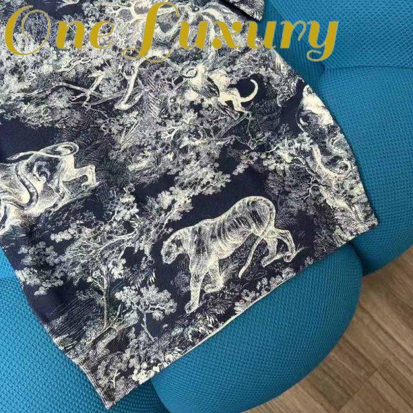 Replica Dior Women T-shirt Navy Blue Toile De Jouy Cotton and Linen Jersey 7
