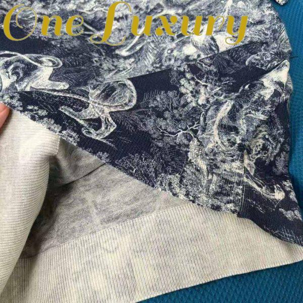 Replica Dior Women T-shirt Navy Blue Toile De Jouy Cotton and Linen Jersey 8