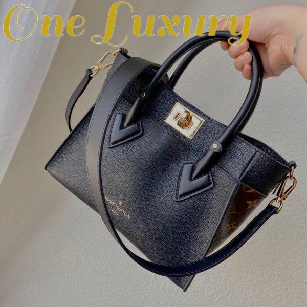 Replica Louis Vuitton LV Women On My Side PM Tote Bag Black Monogram Coated Canvas Calf Leather 7