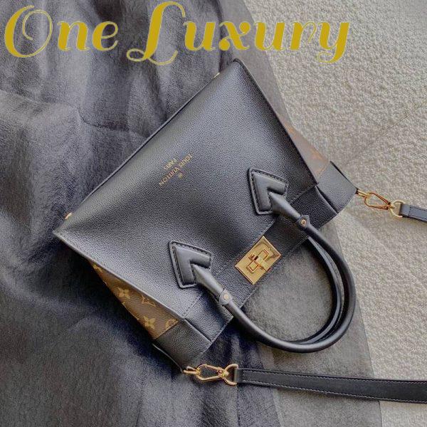 Replica Louis Vuitton LV Women On My Side PM Tote Bag Black Monogram Coated Canvas Calf Leather 13