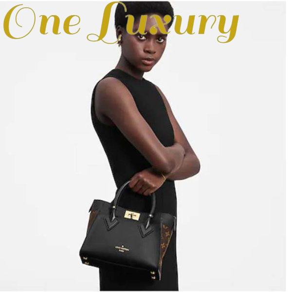 Replica Louis Vuitton LV Women On My Side PM Tote Bag Black Monogram Coated Canvas Calf Leather 14