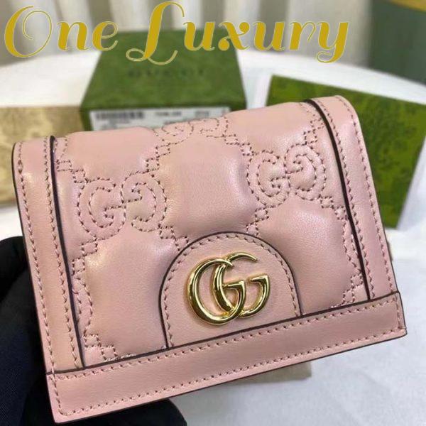 Replica Gucci Unisex GG Marmont Card Case Wallet Light Pink GG Matelassé Leather Double G 3