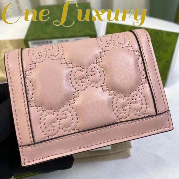 Replica Gucci Unisex GG Marmont Card Case Wallet Light Pink GG Matelassé Leather Double G 4