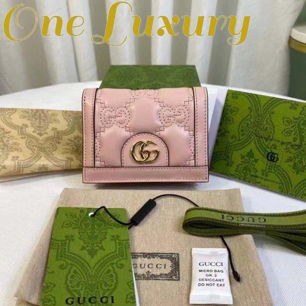 Replica Gucci Unisex GG Marmont Card Case Wallet Light Pink GG Matelassé Leather Double G 5