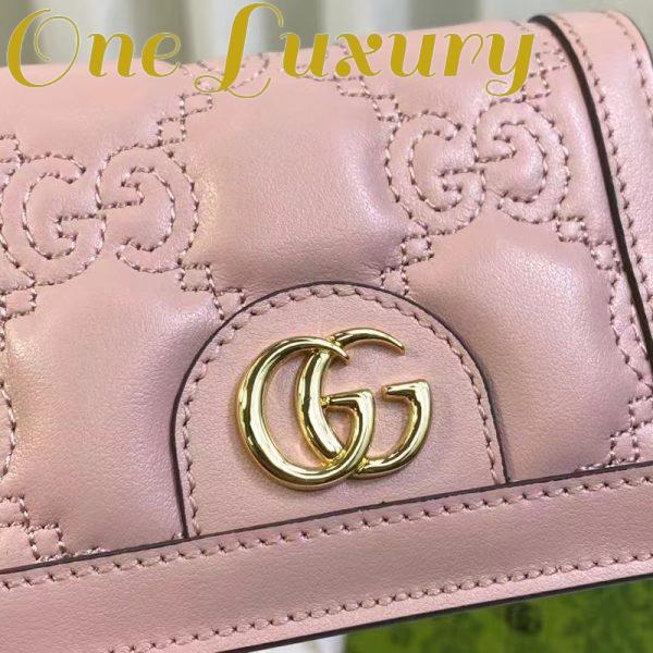 Replica Gucci Unisex GG Marmont Card Case Wallet Light Pink GG Matelassé Leather Double G 6