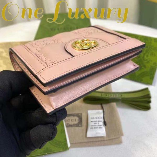 Replica Gucci Unisex GG Marmont Card Case Wallet Light Pink GG Matelassé Leather Double G 7
