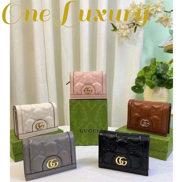 Replica Gucci Unisex GG Marmont Card Case Wallet Light Pink GG Matelassé Leather Double G 12