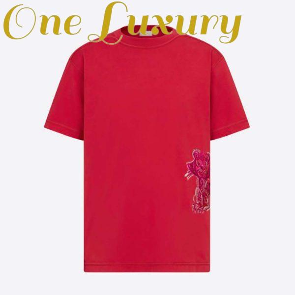 Replica Dior Men Dior and Kenny Scharf T-shirt Relaxed Fit Red Cotton Jersey