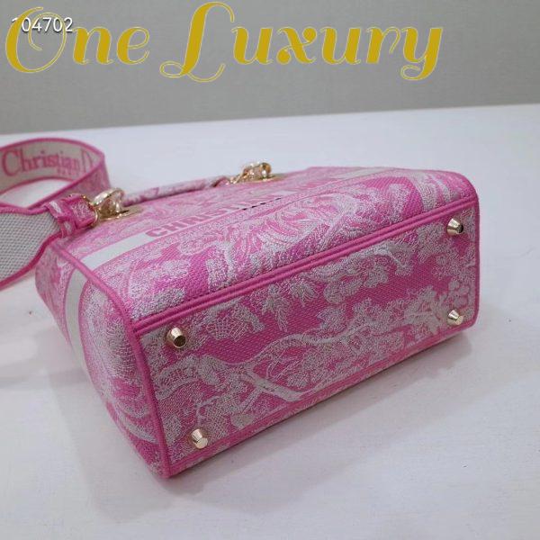 Replica Dior Women CD Medium Lady D-Lite Bag Fluorescent Pink Toile De Jouy Reverse Embroidery 6