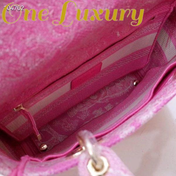 Replica Dior Women CD Medium Lady D-Lite Bag Fluorescent Pink Toile De Jouy Reverse Embroidery 7