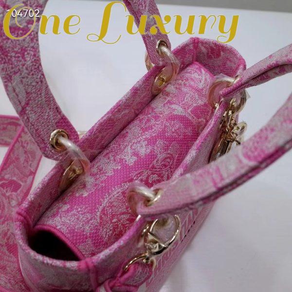 Replica Dior Women CD Medium Lady D-Lite Bag Fluorescent Pink Toile De Jouy Reverse Embroidery 8