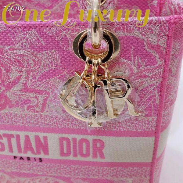 Replica Dior Women CD Medium Lady D-Lite Bag Fluorescent Pink Toile De Jouy Reverse Embroidery 10