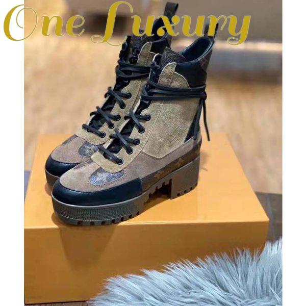 Replica Louis Vuitton LV Women Laureate Platform Desert Boot in Soft Suede Calf Leather with Monogram Canvas-Sandy 6
